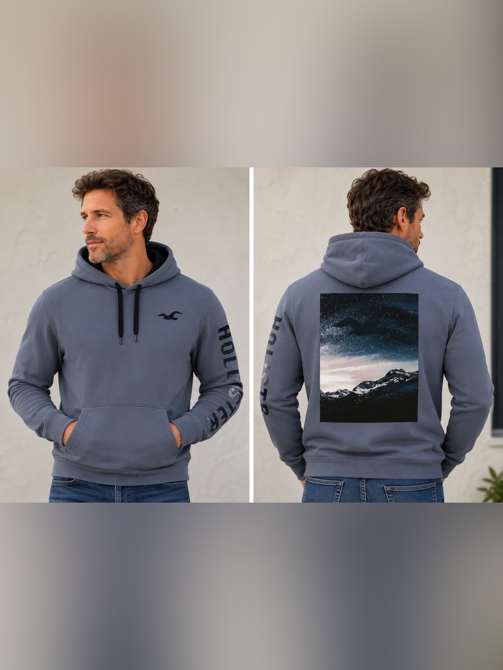 HOLLISTER Mens Slate Blue Hoodie Sz XL Quality Trusted Durable Brand Activewear